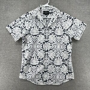 Rodd & Gunn Short Sleeve Shirt Men Size Medium Blue Floral White Cotton
